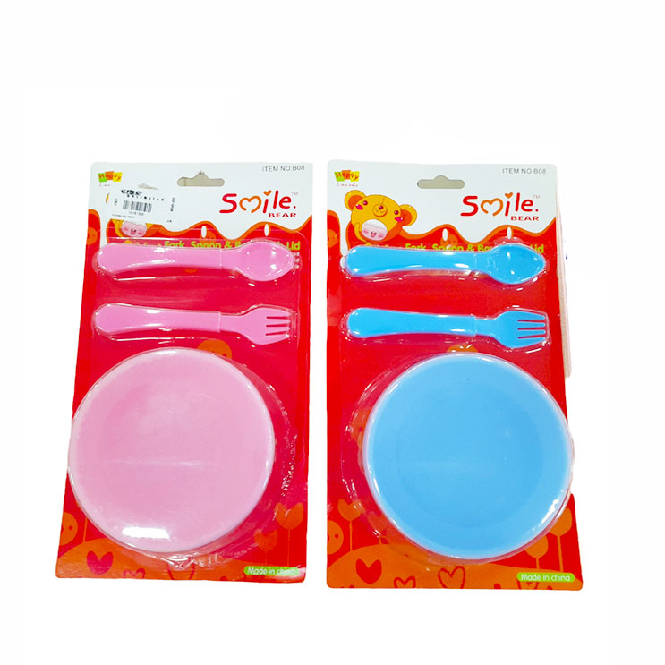 Smile Bear Feeding Set With Bowl, Spoon &amp;amp; Fork