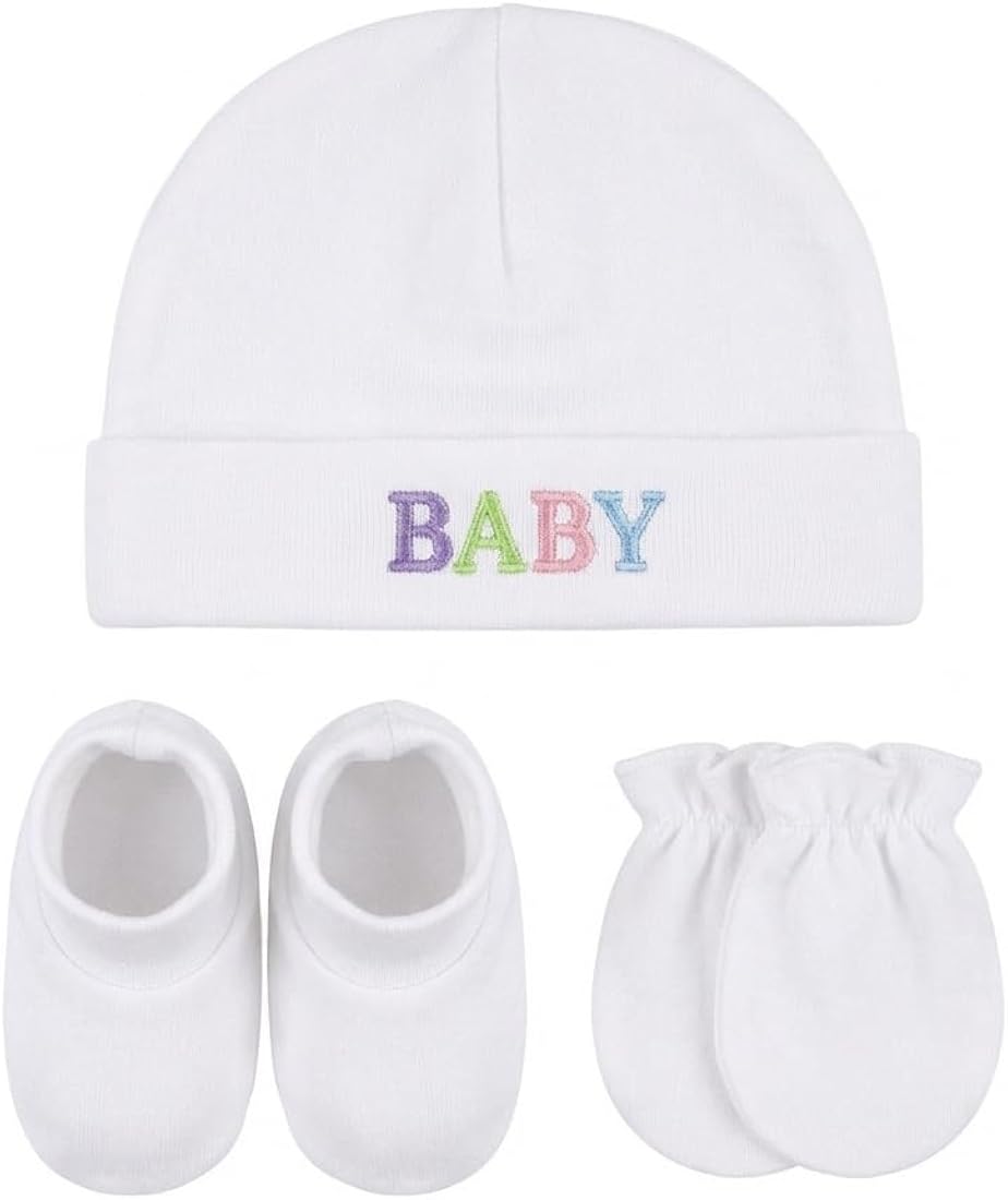 Newborn Baby Cotton Cap, Mittens and Booties