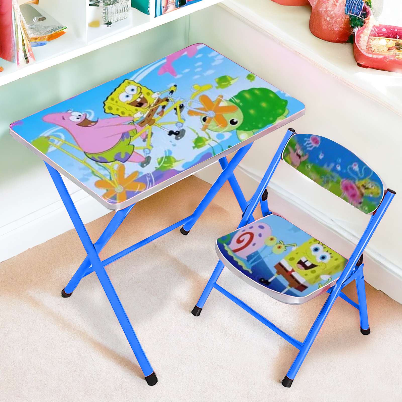 Foldable Kids Study Table And Chair-Mix Characters